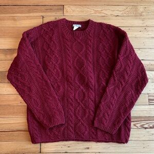 J. Crew Men's Cable Knit Sweater - Deep Red